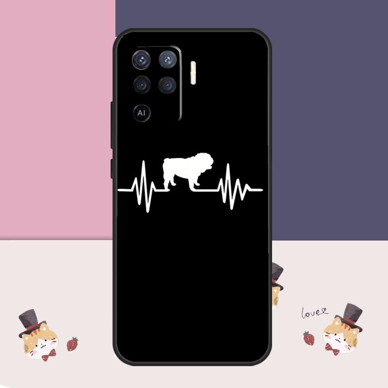 Чехол 'Сердце английского бульдога' для Oppo A38 A58 A78 A98 A54 A74 A94 A18 A57 A17 A77 A80 A60 A40 A96 A76 A16 A15 A5 Pro