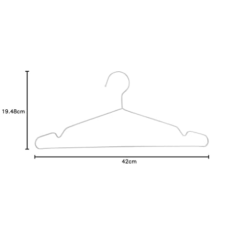Basic Hangers, 50-Piece Set, Stainless Steel, Slim, Rust-Resistant, Stiff and Shrunk-Resistant, Silver
