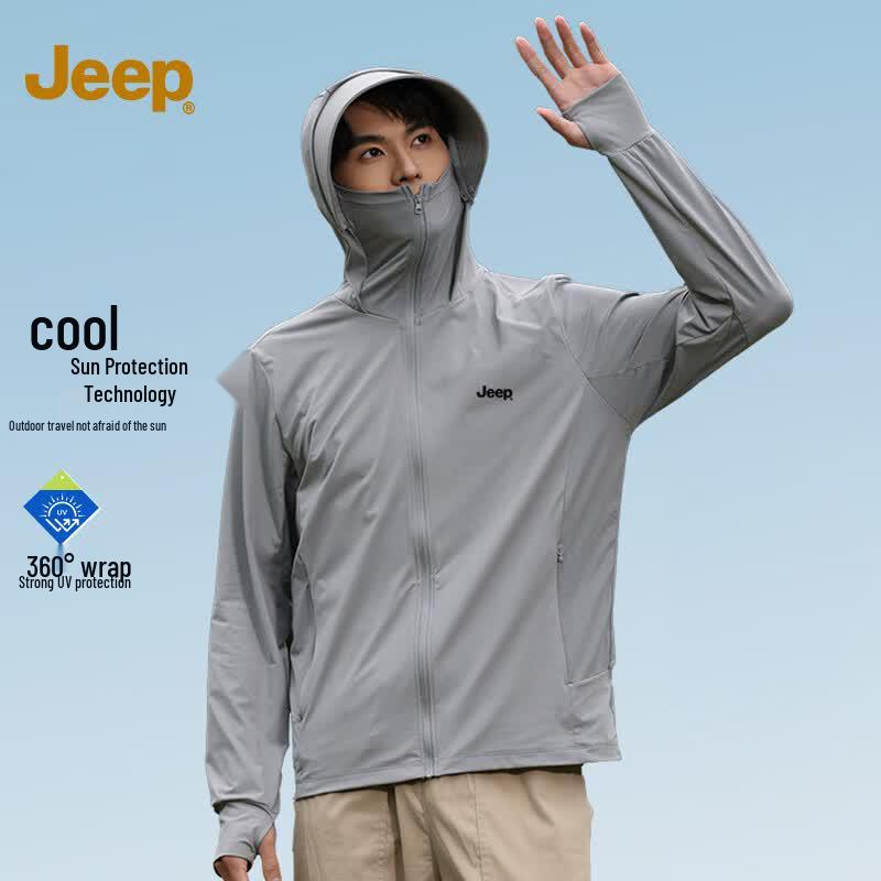 Jeep Мужская солнцезащитная куртка с эффектом охлаждения и защитой от УФ-лучей, со съемным капюшоном