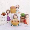 Cute Beautiful Combo Pack Of 4 Resin Girls Succulent Planter Pots Decorative Showpiece - 12 Cm  (Polyresin, Multicolor)