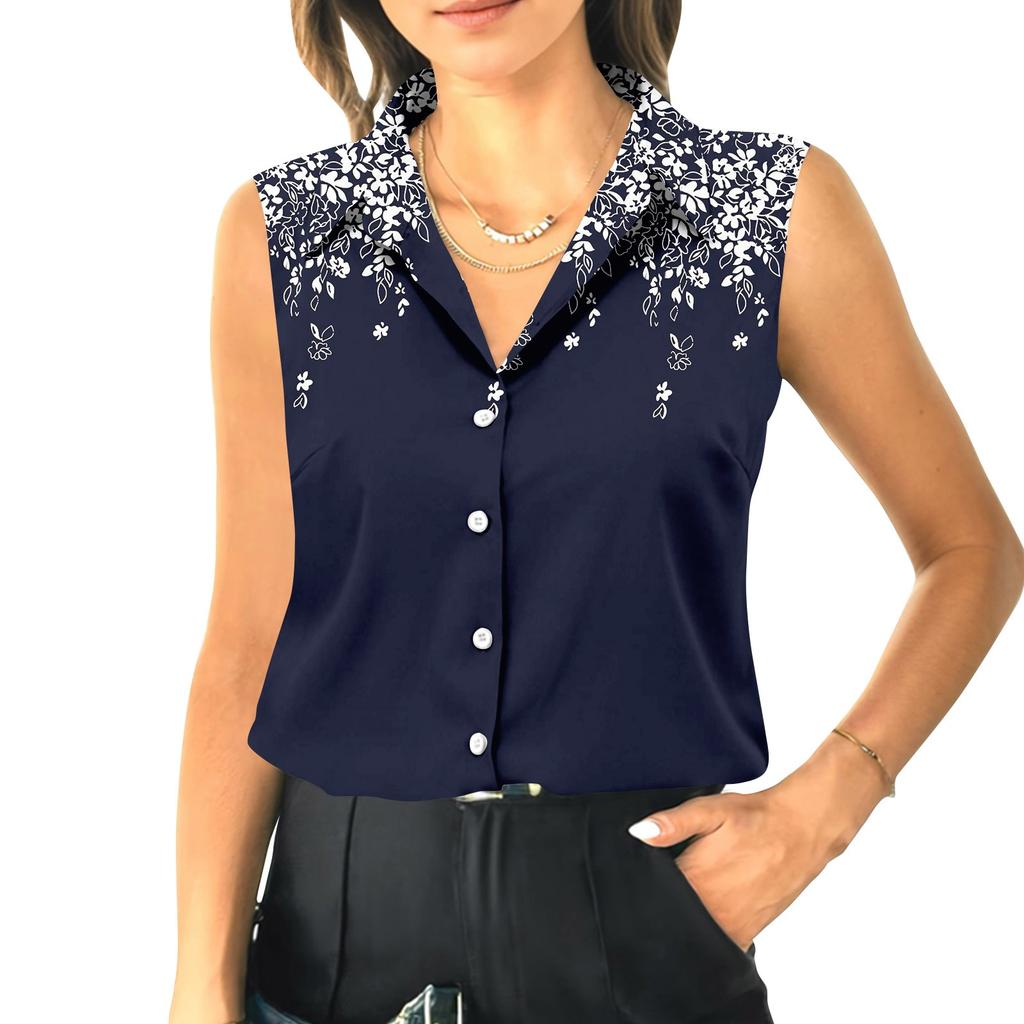 Женский летний свободный топ без рукавов с воротником-стойкой