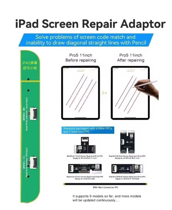 JCID V1SE V1SPro Адаптер для ремонта экрана iPad Решает проблемы совпадения кода экрана Невозможность рисовать диагональные прямые линии стилусом