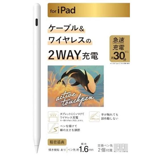 Elecom Сенсорный стилус Беспроводная зарядка Магнитное крепление Совместим с iPad A16 7 8 9 10 Pro 11 12.9 13 дюймов Air 3 4 5 1113 mini 6 Карандаш Отклонение ладони
