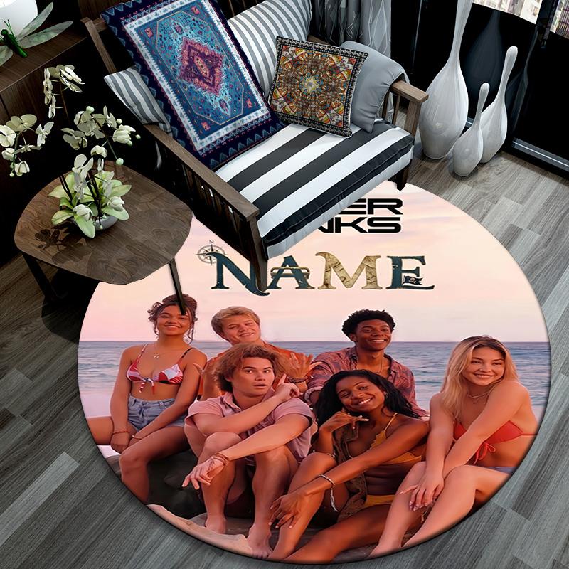 Custom Name,Outer Banks pattern round rug,Carpet Rug for Living Room Bedroom Playroom ,Non-slip Floor Mat,Holiday Gifts and Birthday Gifts.