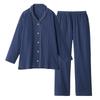 Gunze Long Sleeve Willow Navy Size M Women's Pants, Fabric, Roll-Over Design, GL2574, KAIMINNAVI, Blue,