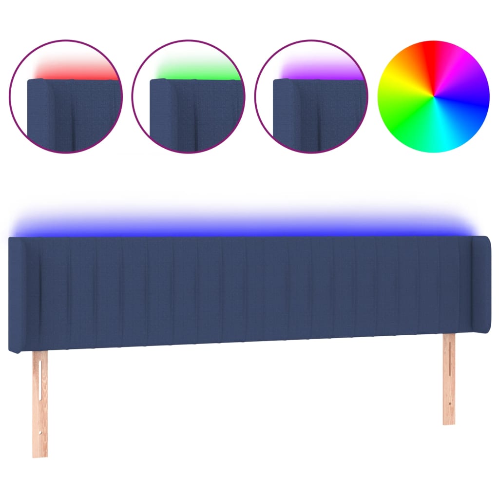 LED Headboard Blue 163x16x78 88 cm Fabric
