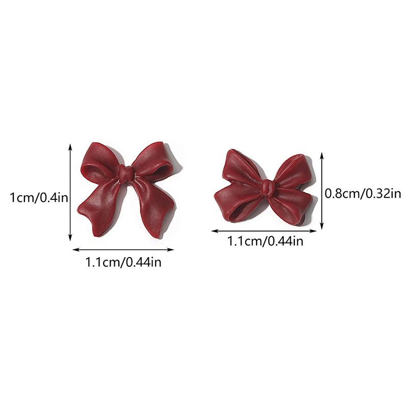 10Pcs Bow Resin Nail Art Decoration Claret 3D Long Ribbon Bowknot Ornament Nail Charm Jewelry Design Kawaii Diy Accessories