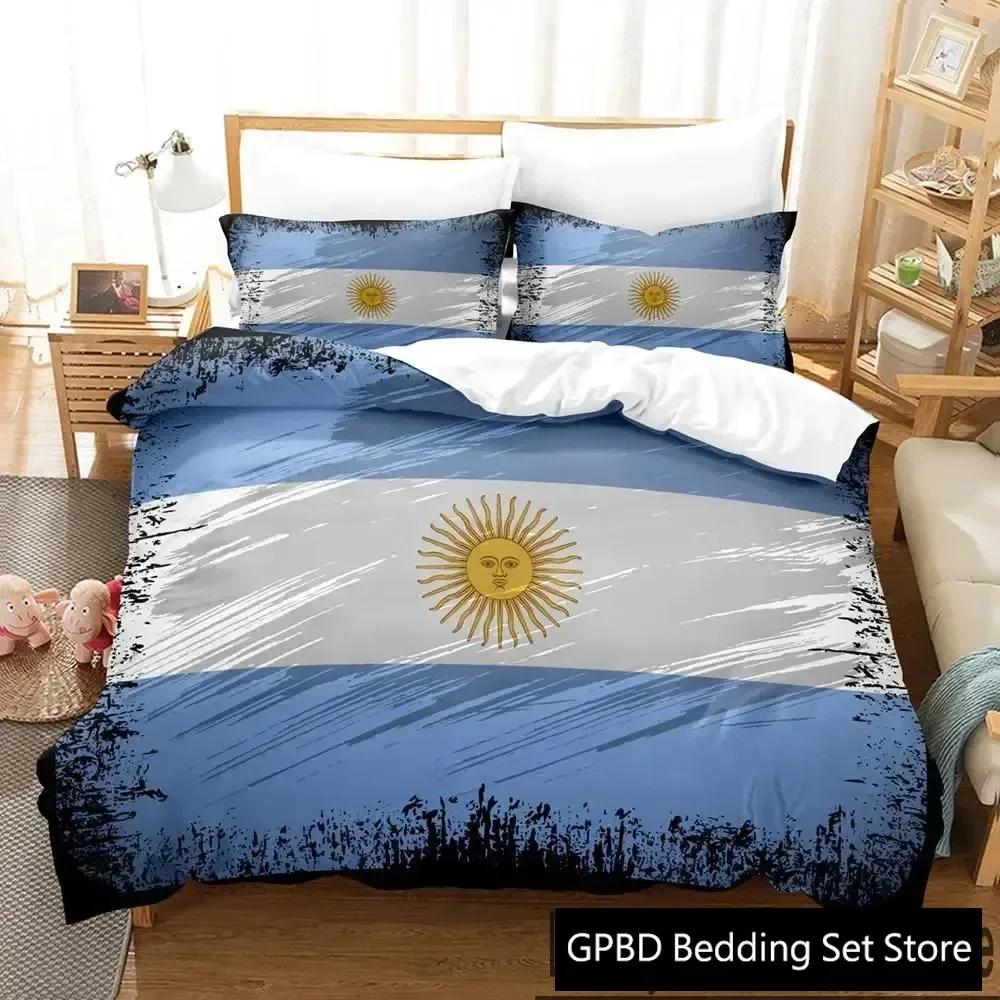3D Print Argentina Flag Bedding Set Double Twin King Duvet Cover Comforter Pillowcase Boys Girls Adults Bedroom
