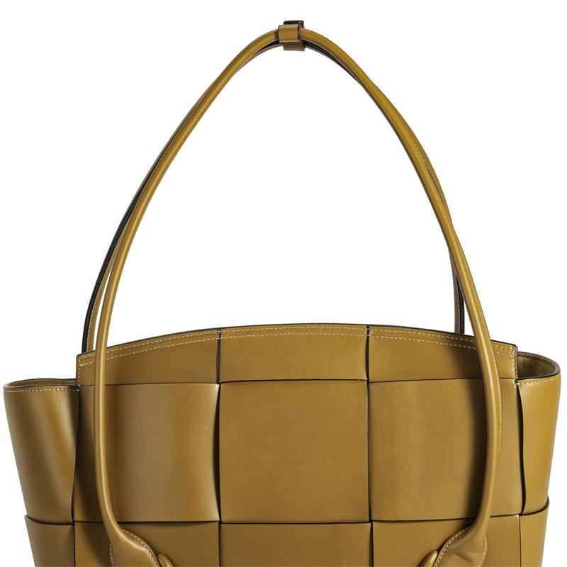 Bottega Veneta Bv Arco Intreccio Woven Rectangular Leather Shoulder Bag Medium Women handbags Caramel 598244VMAP19830