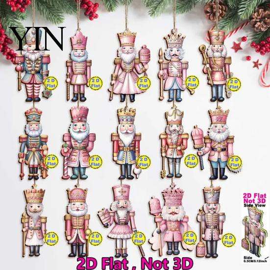 Retro Christmas Tree Hanging Decor Nutcracker Ornaments for Tree, Wooden Soldier Lightweight Flat Decoration, 2D Pendants Xmas Holiday Party Exquisite