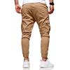 Men Thick Cargo Pants Drawstring Waist Warm Jogger Pants Autumn Winter