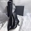 Модные Элегантные Женские Высокие Каблуки Высокие Сапоги Кожаный Заостренный Носок Модная Обувь 2025 Зимний Тренд Дизайнерские Сапоги до Колена Туфли Лодочки Botas De Mujer