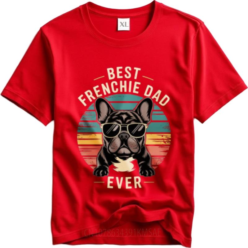 Soft Cotton Tee Workout For her summer tshirt Vintage Best Frenchie Dad Ever Sunburst Dog Cool For him tees Breathable Tee