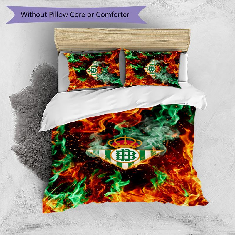Real Betis Football Printed 3 Pieces Bedding Set, Comfortable Skin Friendly Bedroom Duvet Cover Set