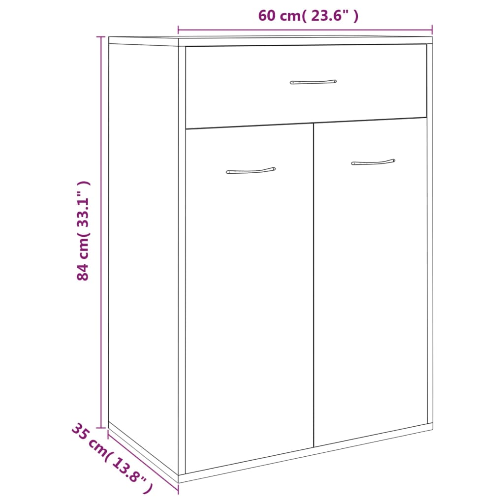 Shoe Cabinet Grey Sonoma 60 x 35 x 84 cm Particleboard