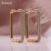 Luxury Hyperbole Big Square Earrings Rose Gold Color Drop Earrings Women Creative Unusual Artificial Zircon Earrings