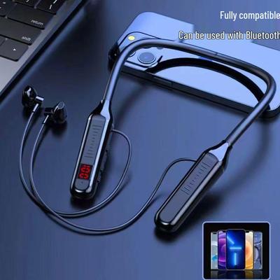 Беспроводная шейная Bluetooth-гарнитура с цифровым дисплеем, большой емкостью, полувкладыши, спортивный стереозвук