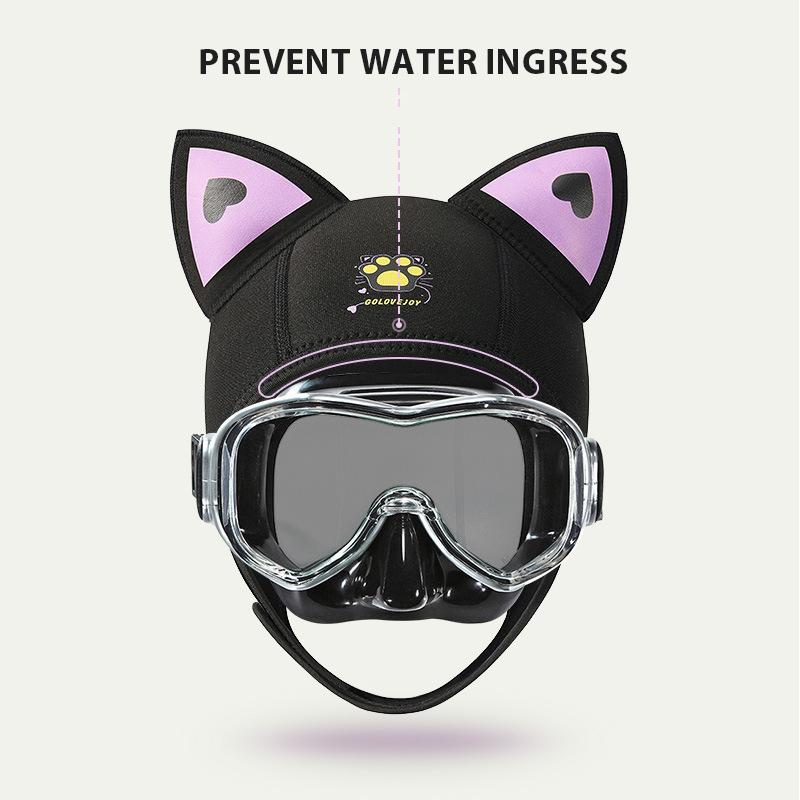 1PC Women's Cat Ear Diving Cap Neoprene Diving Cap Waterproof Cap Diving Suit Cap Swimming Snorkeling Cap