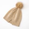 Кашемировая осенне-зимняя новая модель женская высококлассная однотонная полосатая с меховым помпоном утолщенная теплая модная вязаная повседневная шапка