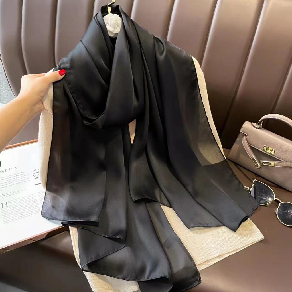 New Solid Colour Anti-silk Scarf Spring and Autumn Sunscreen Beach Towel Female Silk Scarf Outside the Air Conditioning Shawl