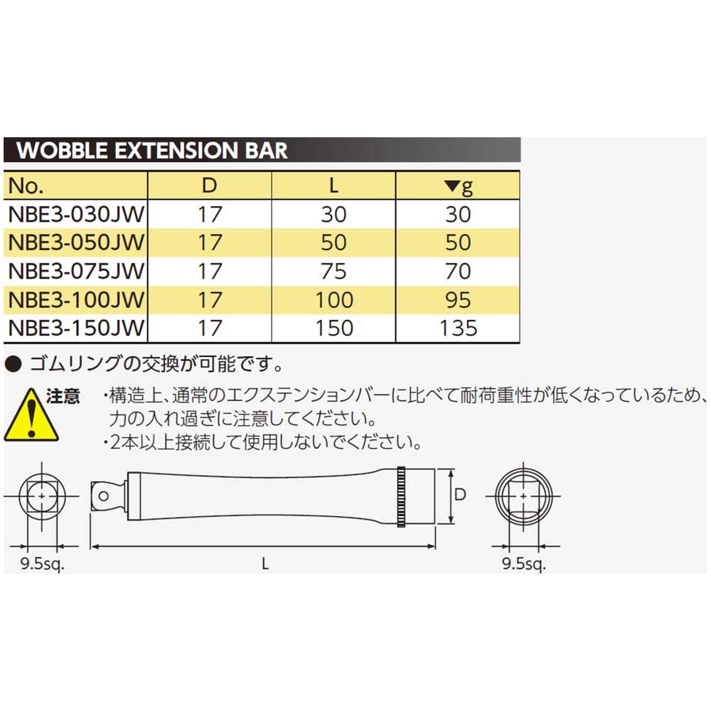Удлинитель Kyoto Machinery Tools Nepros (КТК) 9.5mm (3/8 дюйма) NBE3-075JW