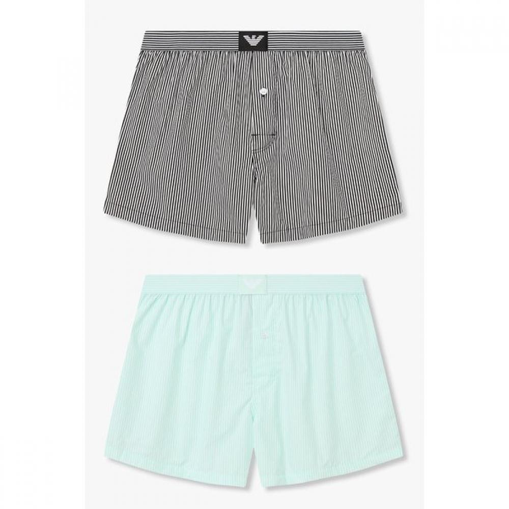 Emporio Armani Мужские полосатые плавки с нашивкой-орлом 2 шт. 0816112089 0816112091