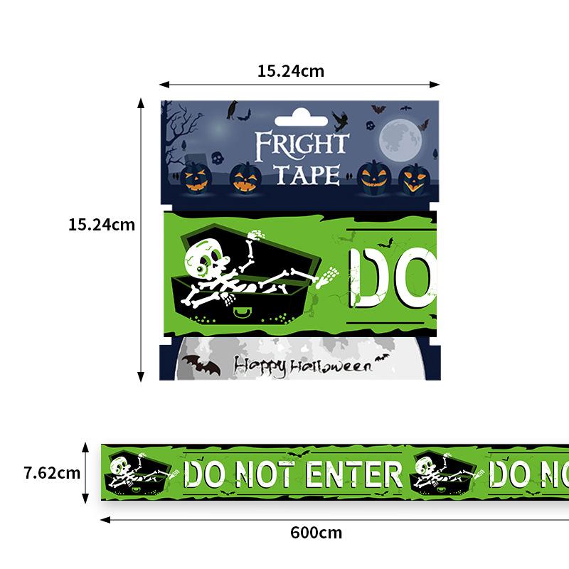1Pc Halloween Props Window Prop Warning Line Plastic Skull Head Warning Tape Signs Halloween Decoration Witch Balloons Lot
