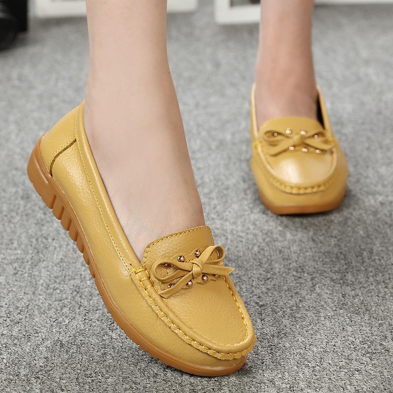 Весенние туфли на плоской подошве, мягкая подошва, дышащие, однотонные, Doudou shoes, большого размера, подошва из бычьей жилы, повседневные, для беременных