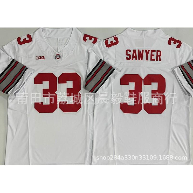 Embroidered College Rugby Jersey Men - Ohio State Buckeyes Style Numbers 7 33 18 2 1 4 Fall Winter Wear