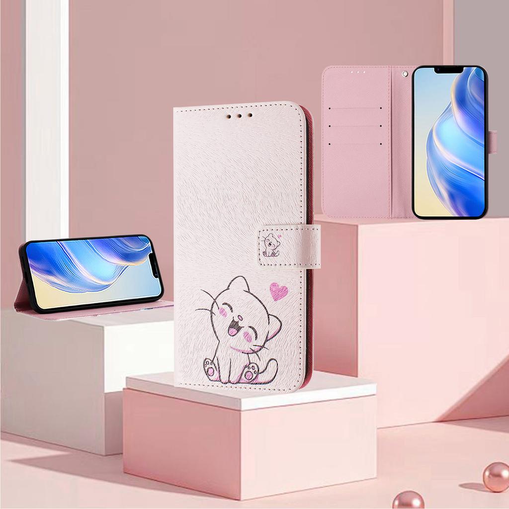 Cute Cat Luxury Painted Leather Case Wallet Book Style Cover for Oppo A72/A52/A92 4G,A36 4G,Reno 8/9,Realme 8/9/10/11/12...