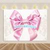 Pink Bow Tie Background Banner Girls Birthday Party Decorations Balloon Flower Photography Backdrop Supplies Photo Shoot Props