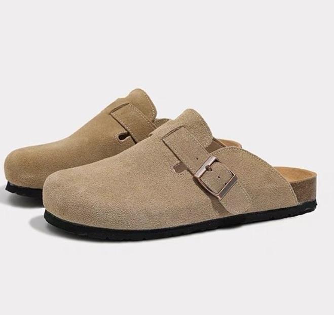 Роскошные женские замшевые мюли-тапочки, мужские клоги, сандалии с пробковой стелькой и поддержкой свода стопы, уличные пляжные шлепанцы, домашняя обувь