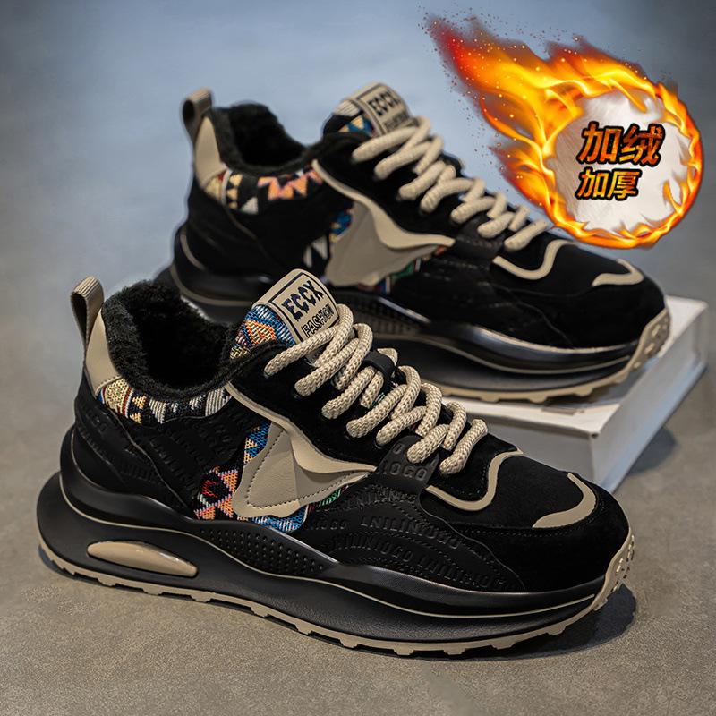 New ModelPopular Men'S Shoes Winter Warm Thickened Cotton Shoes Velvet Men'S Sports Shoes Non-Slip And Wear-Resistant Dad Shoes