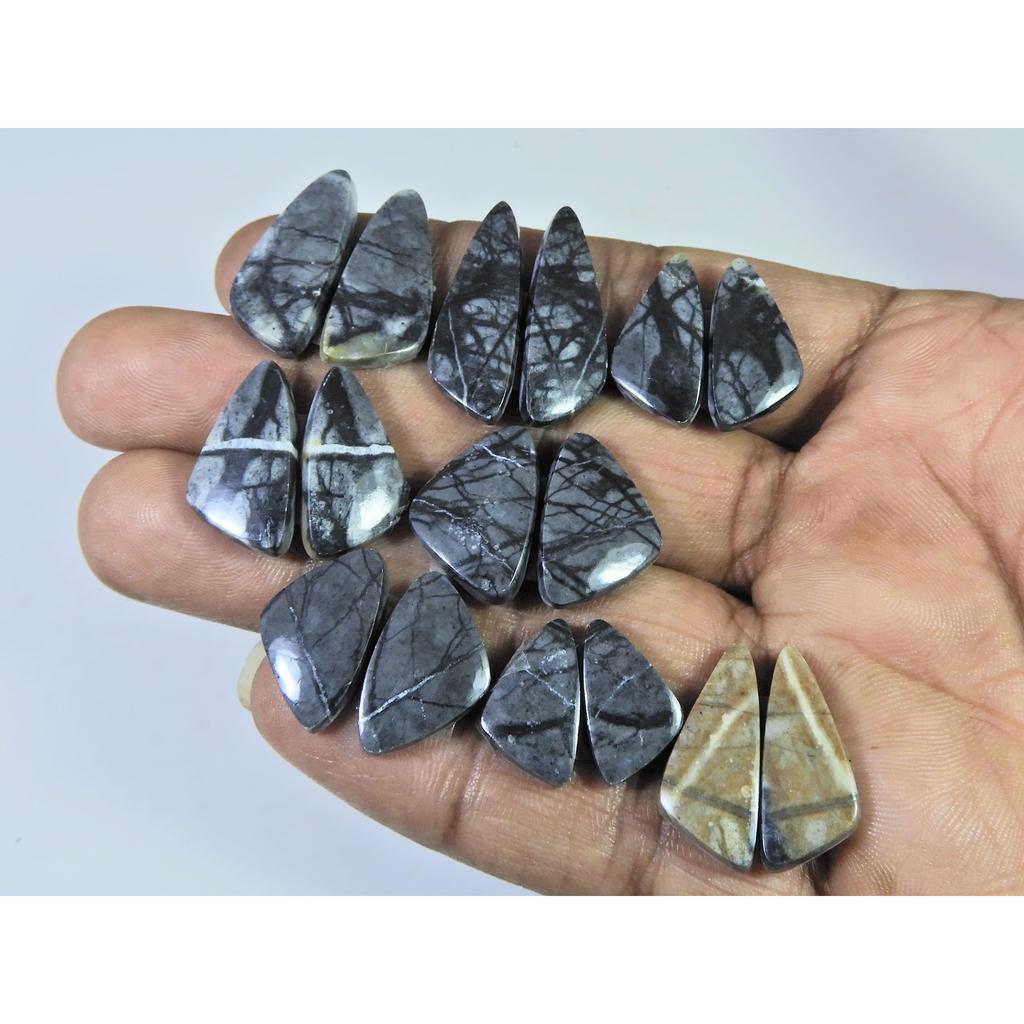 118Cts.Natural Picasso Jasper Matched Pair Fancy Cabochon Gemstone 8Pair Lot C-790
