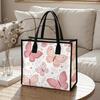 Pink Butterfly Printed Tote Bag Casual Lightweight Portable Shopping Handbag for Women Daily Use