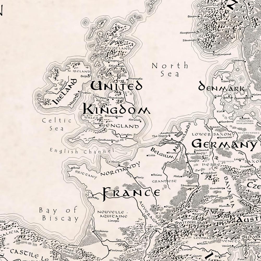 Карта Европы - необрамленная винтажная образовательная настенная живопись для домашнего офиса, декор, подарок, образовательная настенная живопись, декоративная карта