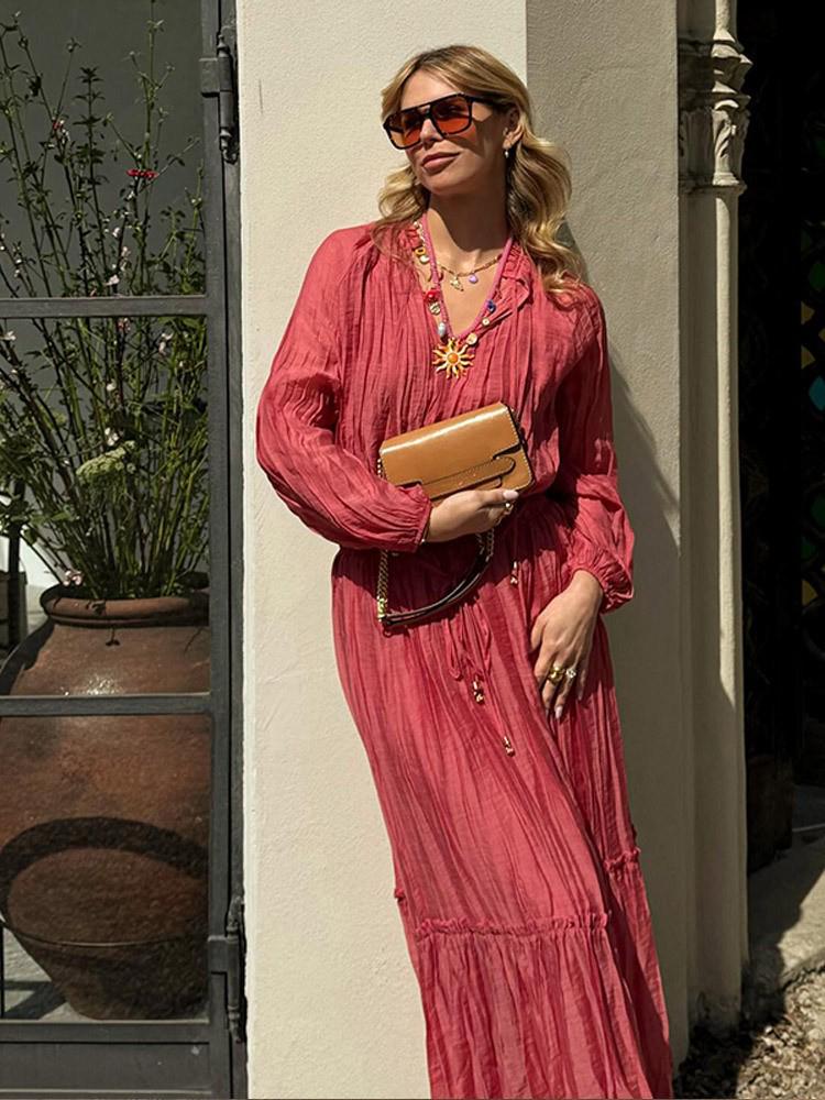 Женский комплект ZA Весна 2025 Европейский и американский стиль Жатый волан Стойка Короткий топ и юбка миди