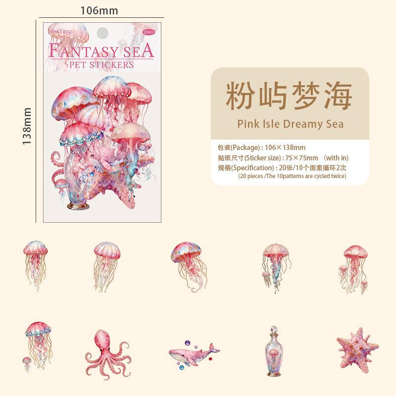 20sheets/1lot kawaii Stationery Sticker Fantasy Ocean junk journal Decorative Scrapbooking DIY Craft Sticker