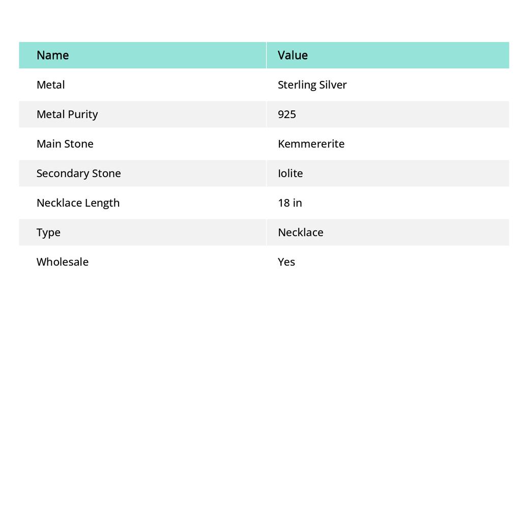 Kemmererite, Iolite Handmade 925 Sterling Silver Jewelry Necklace 18" Y2p69