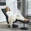 Executive Chair with Ottoman, Leather Look, Swivel, Adjustable Backrest, Up to 150 kg, Black