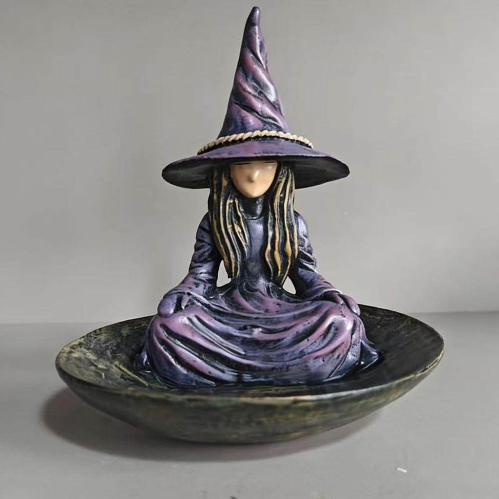 Witch Garden Statue Hanging Bird Feeder for Outdoors Creative Resin Witch Birdfeeder for Patio Backyard Lawn Garden Decor