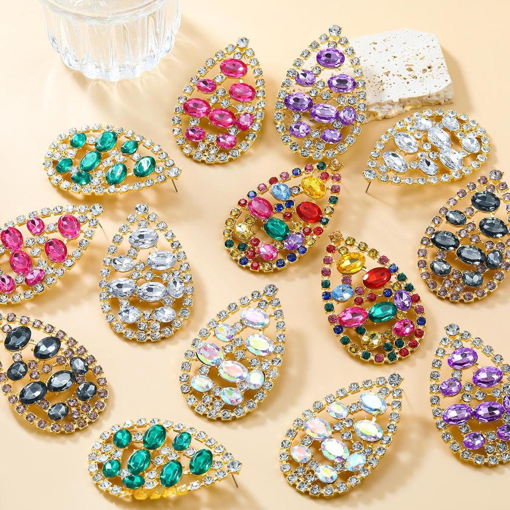 Teardrop Rhinestone Diamond Earrings for Women - Elegant Party Accessories