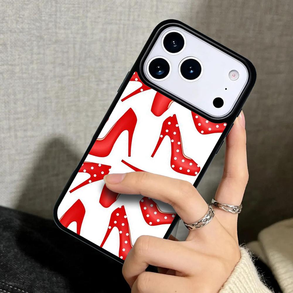 Чехол Case для iPhone 17 Air 16 Pro Max 15 Plus 11 13 Mini 14 12 Задняя крышка телефона красные туфли на высоком каблуке Милый