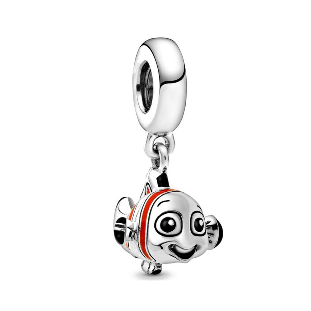 925 Silver   Charm Bracelet Ocean Clownfish Octopus Crab Pendant Mermaid Beads DIY Gifts
