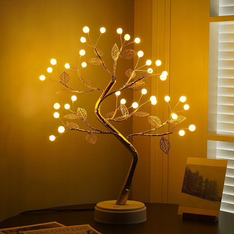 Led Tree Decorative Christmas Happiness Lights Beautiful Decoration Gold