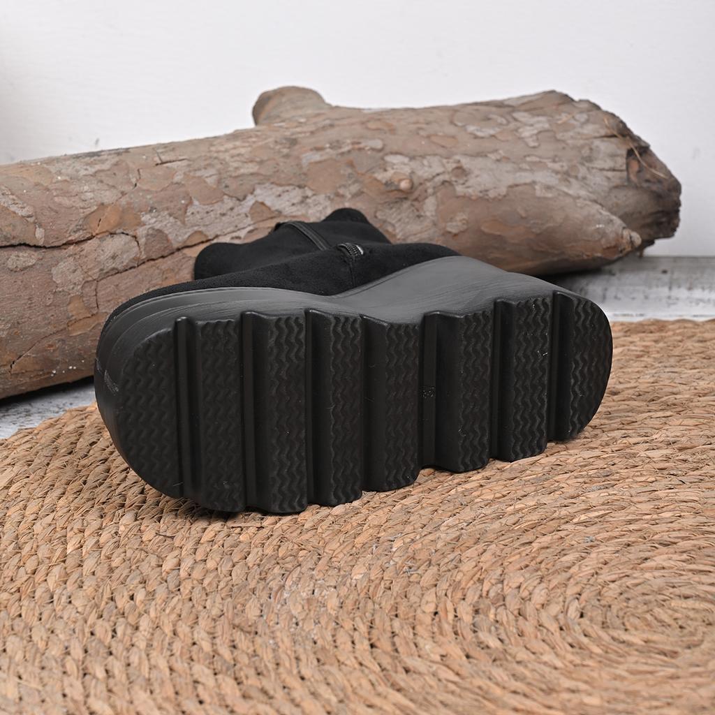 Fashion Fall Winter High Platform Boots Women Stretch Fabric Wedges Ankle Boots Women Punk Style Party Goth Shoes Woman Big Size 43