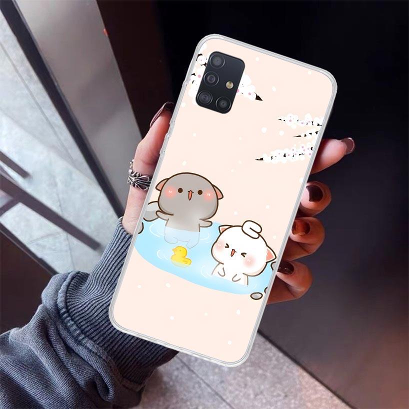 Cute Peach Goma Cat Phone Case For Samsung Galaxy A12 A52S A42 A32 A22 A51 A50 Note 20 Ultra 10 S10 Plus A71 A70 A31 A30 A10S Ga