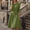 ZANZEA Women Casual Round Neck 3/4 Sleeve Loose Dress