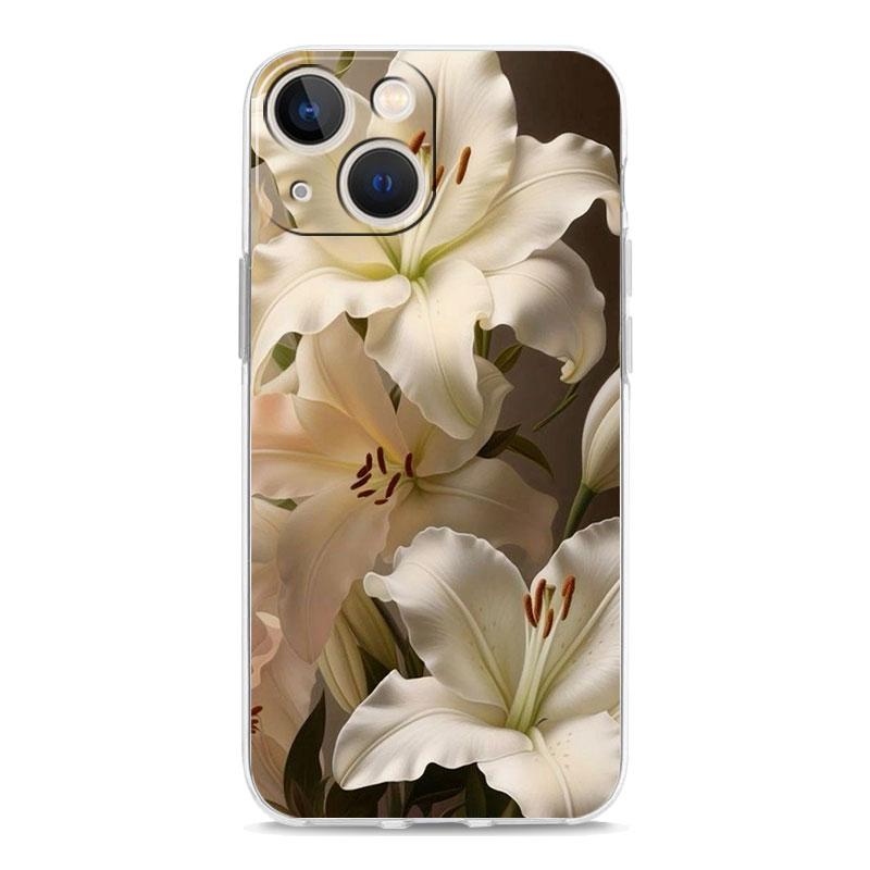 Чехол для телефона iPhone 17 Air Cases iPhone 16 15 12 13 14 Pro Max SE 7 8 Plus iPhone11 Прозрачный чехол Реалистичный принт с изображением цветка лилии