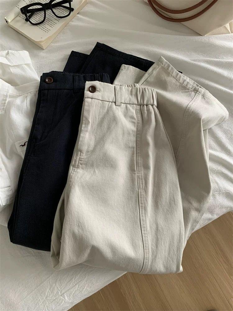 2025 Women’s Retro Patchwork Nine-Point Wide-Leg Pants, Hip-Covering, Slimming, Versatile for Spring/Autumn